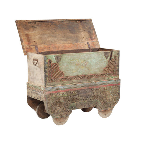 Original Natural with Distressed Painted Finish Antique Javanese Chest