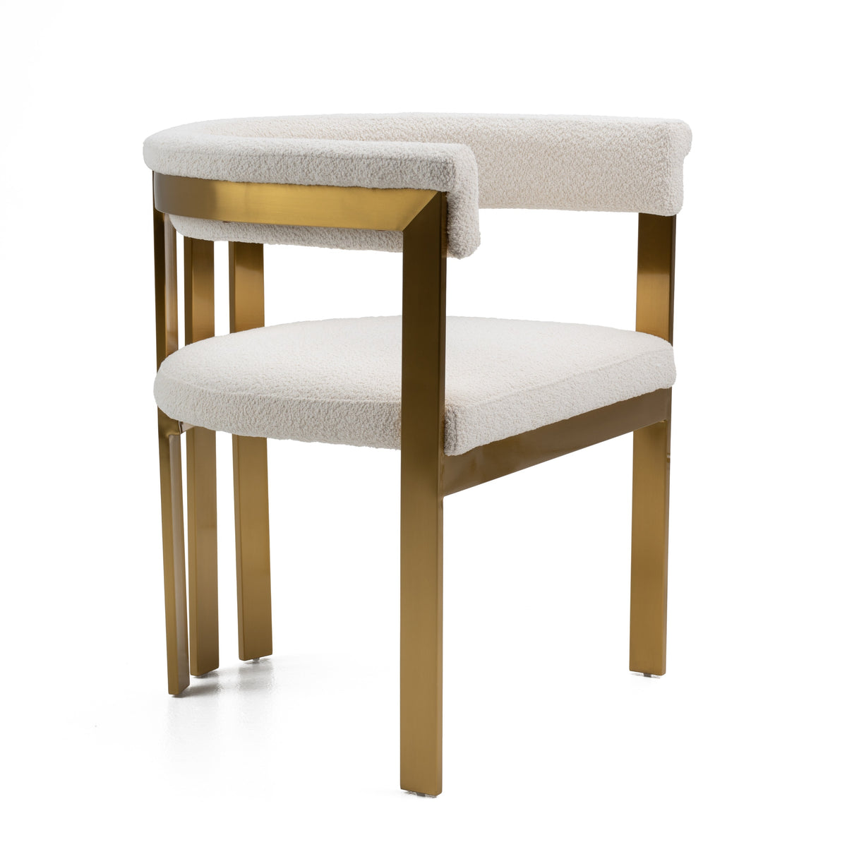 Modrest Pontiac Modern Beige Sherpa & Gold Dining Chair By VIG Furniture