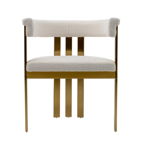 Modrest Pontiac Modern Beige Sherpa & Gold Dining Chair By VIG Furniture