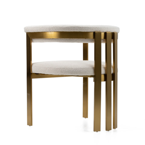 Modrest Pontiac Modern Beige Sherpa & Gold Dining Chair By VIG Furniture