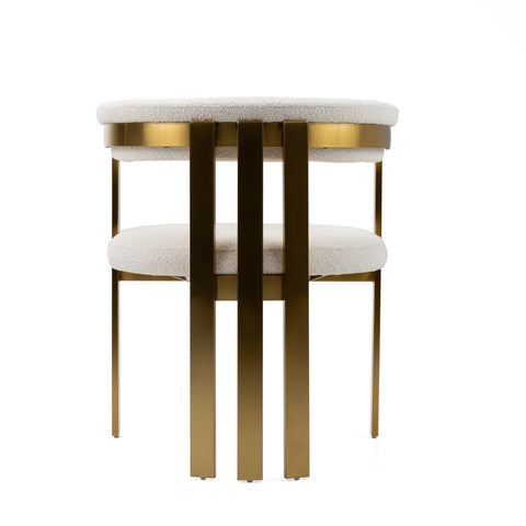 Modrest Pontiac Modern Beige Sherpa & Gold Dining Chair By VIG Furniture