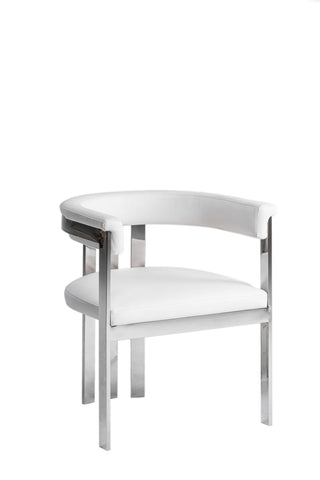 Modrest Pontiac Modern White Vegan Leather & Stainless Steel Dining Chair Model VGZA-Y129-WHTSTL