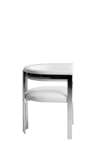 Modrest Pontiac Modern White Vegan Leather & Stainless Steel Dining Chair Model VGZA-Y129-WHTSTL