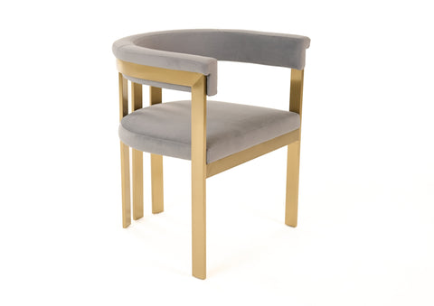 Modrest Pontiac Modern Grey Velvet & Champagne Gold Dining Chair Model VGZAY129-GRYG