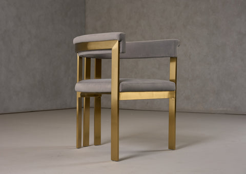Modrest Pontiac Modern Grey Velvet & Champagne Gold Dining Chair Model VGZAY129-GRYG