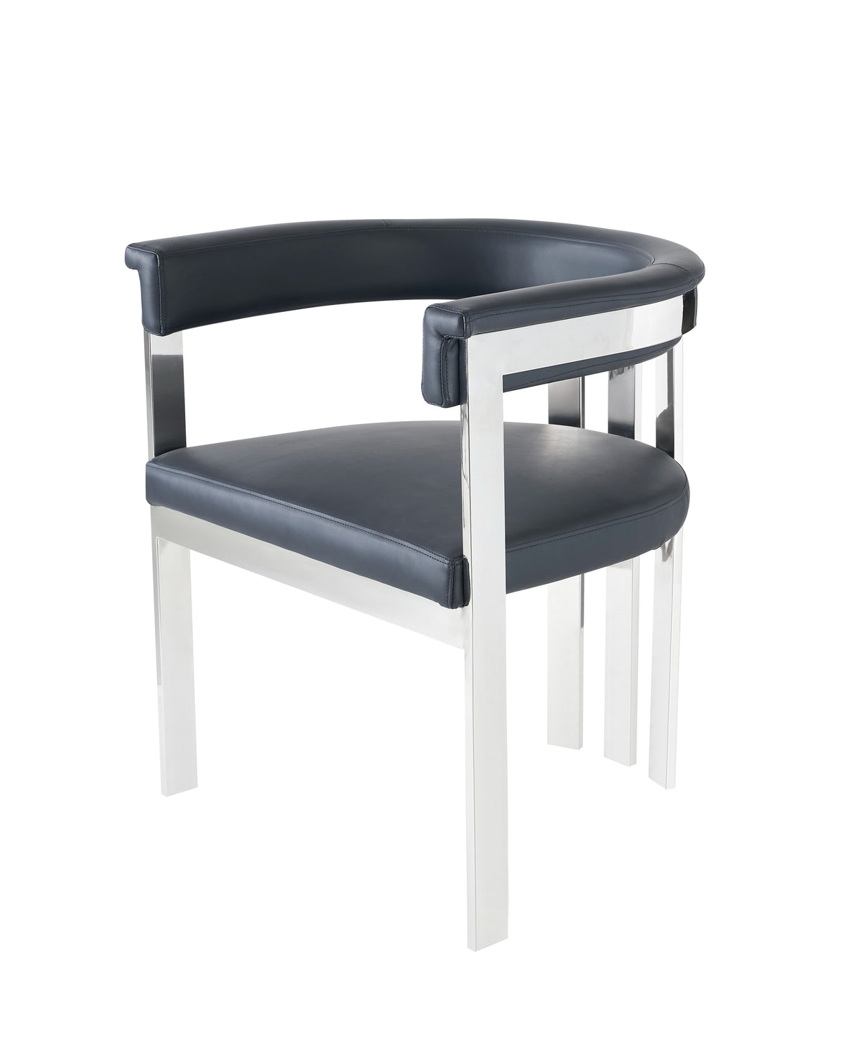 Modrest Pontiac Modern Black Vegan Leather and Stainless Steel Dining Chair By VIG Furniture