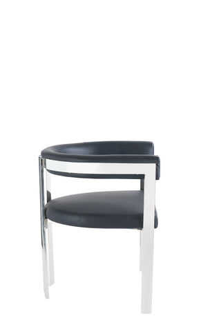 Modrest Pontiac Modern Black Vegan Leather and Stainless Steel Dining Chair By VIG Furniture