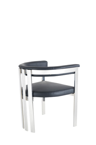 Modrest Pontiac Modern Black Vegan Leather and Stainless Steel Dining Chair By VIG Furniture