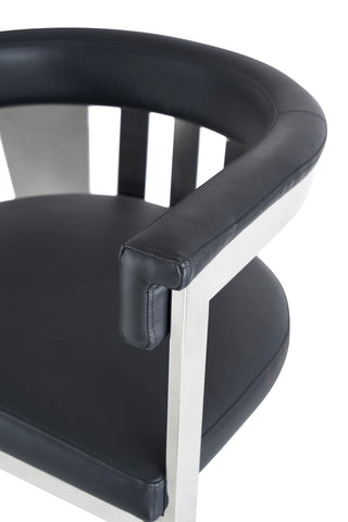 Modrest Pontiac Modern Black Vegan Leather and Stainless Steel Dining Chair By VIG Furniture