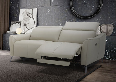 Divani Casa Prairie Modern Light Grey Leather Dual Electric Sofa Recliner With Electric Headrest Model VGKMKM.381H-DK-GRY-S