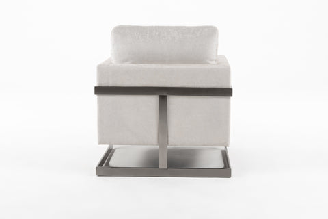 Modrest Prince Contemporary Off White Fabric And Silver Accent Chair Model VGRH-RHS-AC-255-SW