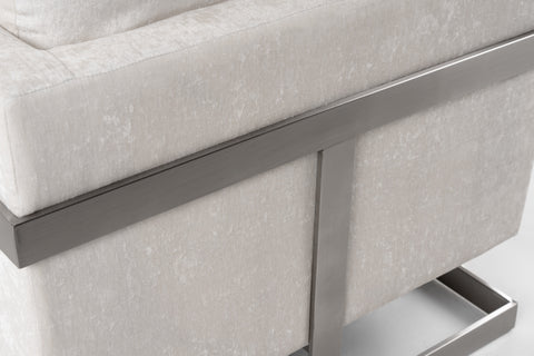 Modrest Prince Contemporary Off White Fabric And Silver Accent Chair Model VGRH-RHS-AC-255-SW