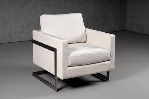 Modrest Prince Contemporary Off White Fabric And Silver Accent Chair Model VGRH-RHS-AC-255-SW