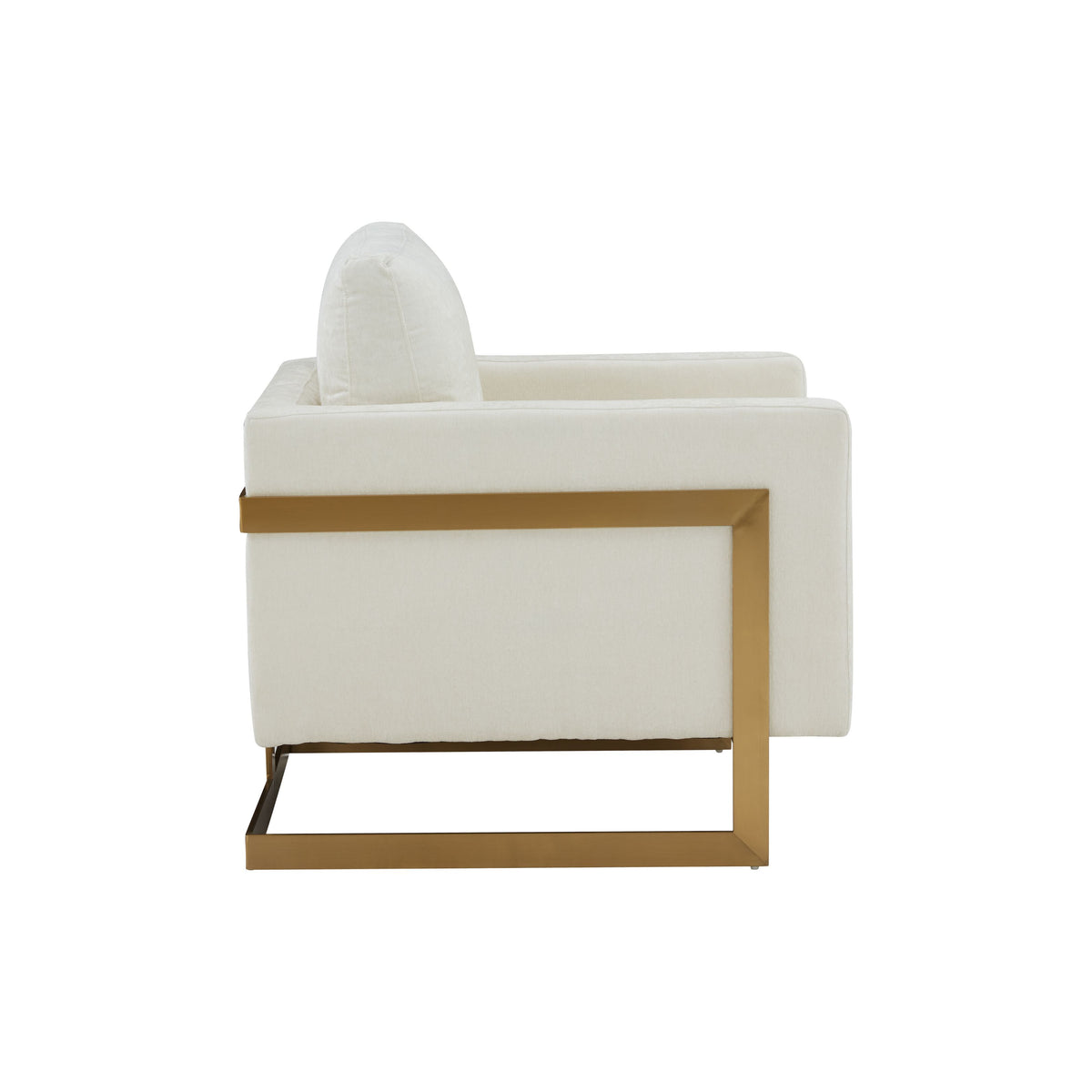 Modrest Prince Contemporary Cream & Gold Fabric Accent Chair Model VGRHRHS-AC-255-WHT-CH