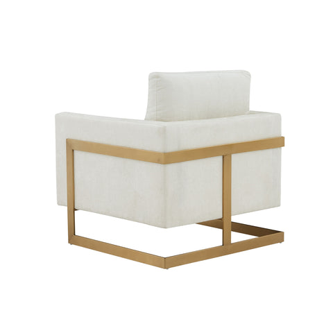 Modrest Prince Contemporary Cream & Gold Fabric Accent Chair Model VGRHRHS-AC-255-WHT-CH
