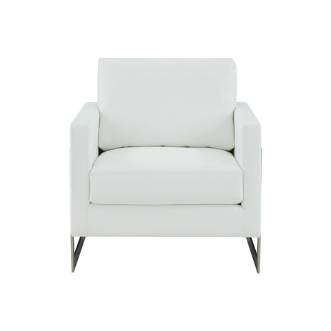 Modrest Prince Contemporary White & Silver Vegan Leather Accent Chair Model VGRHRHS-AC-256-WHT-CH