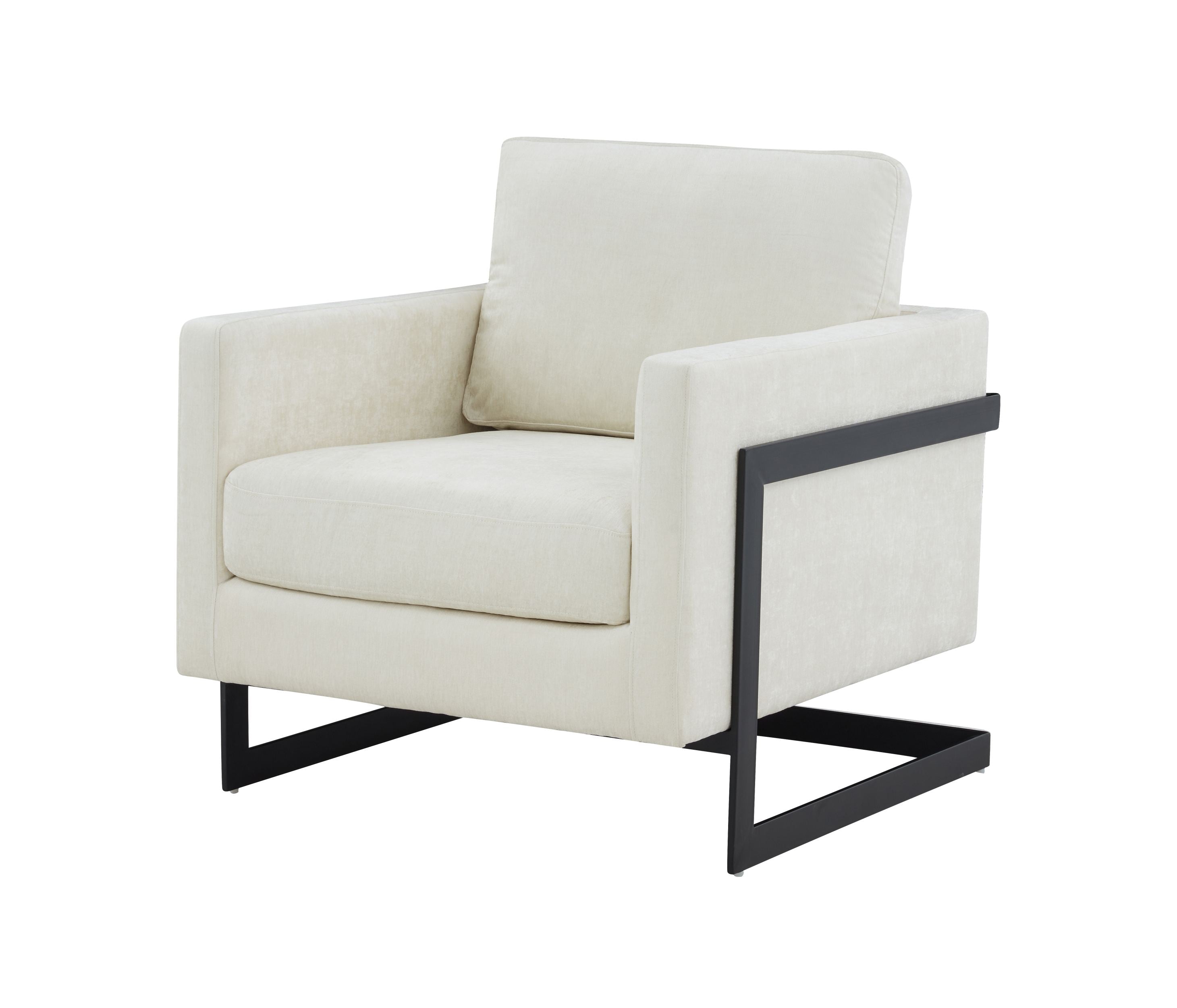 Modrest Prince Contemporary Cream & Black Fabric Accent Chair Model VGRHRHS-AC-257-WHT-CH