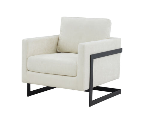 Modrest Prince Contemporary Cream & Black Fabric Accent Chair Model VGRHRHS-AC-257-WHT-CH