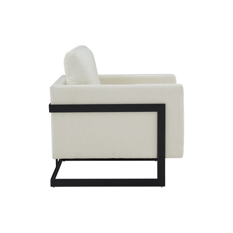 Modrest Prince Contemporary Cream & Black Fabric Accent Chair Model VGRHRHS-AC-257-WHT-CH