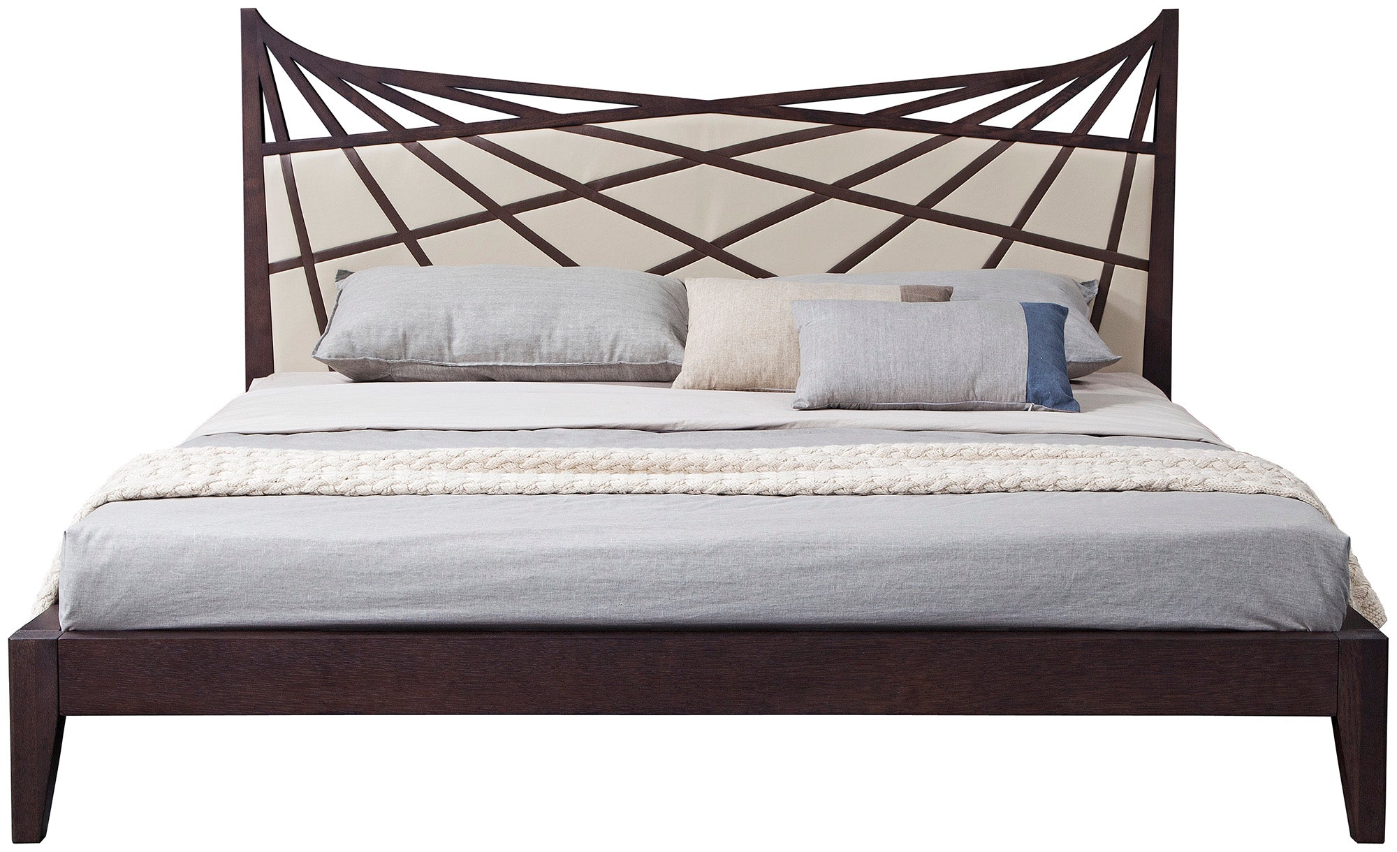 Modrest Prism Modern Brown & Beige Bonded Leather Bed Model VGWCC585A