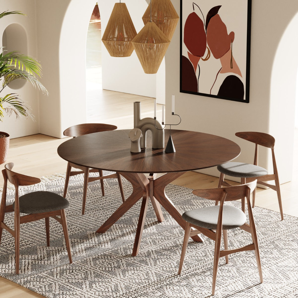 Modrest Prospect - Modern Round 59" Walnut Dining Table