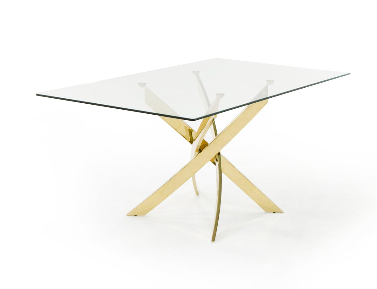 Modrest Pyrite Modern Glass And Gold Dining Table Model VGEW-2133EE-G