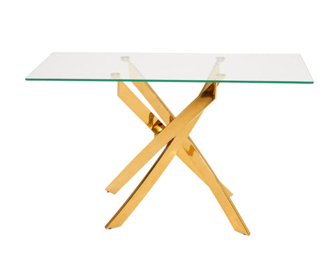 Modrest Pyrite Modern Glass and Gold Console Table