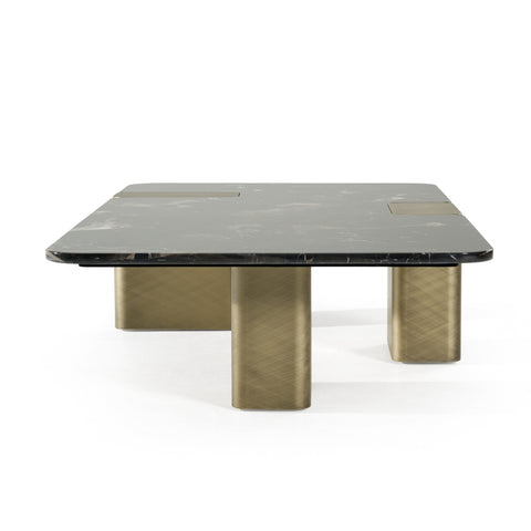 Modrest Quest Modern Black Rose Marble & Antique Brass Coffee Table Model VGFA-CT2018