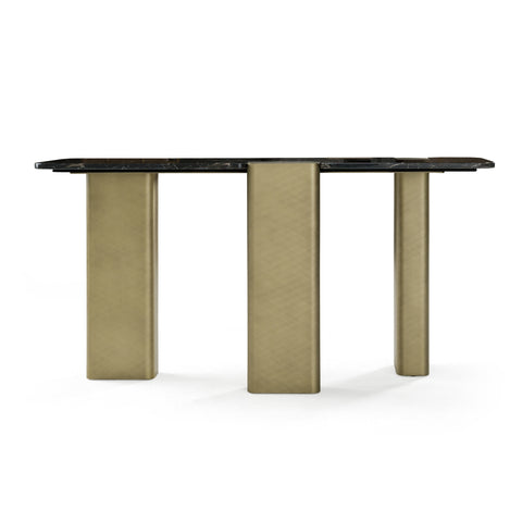 Modrest Quest Modern Black Rose Marble & Antique Brass Console Table Model VGFA-DT2205