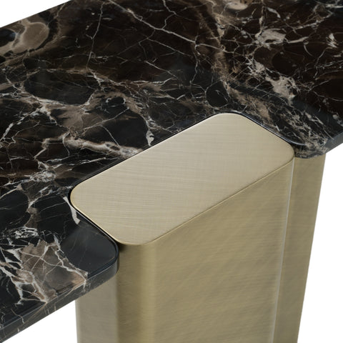 Modrest Quest Modern Black Rose Marble & Antique Brass Console Table Model VGFA-DT2205