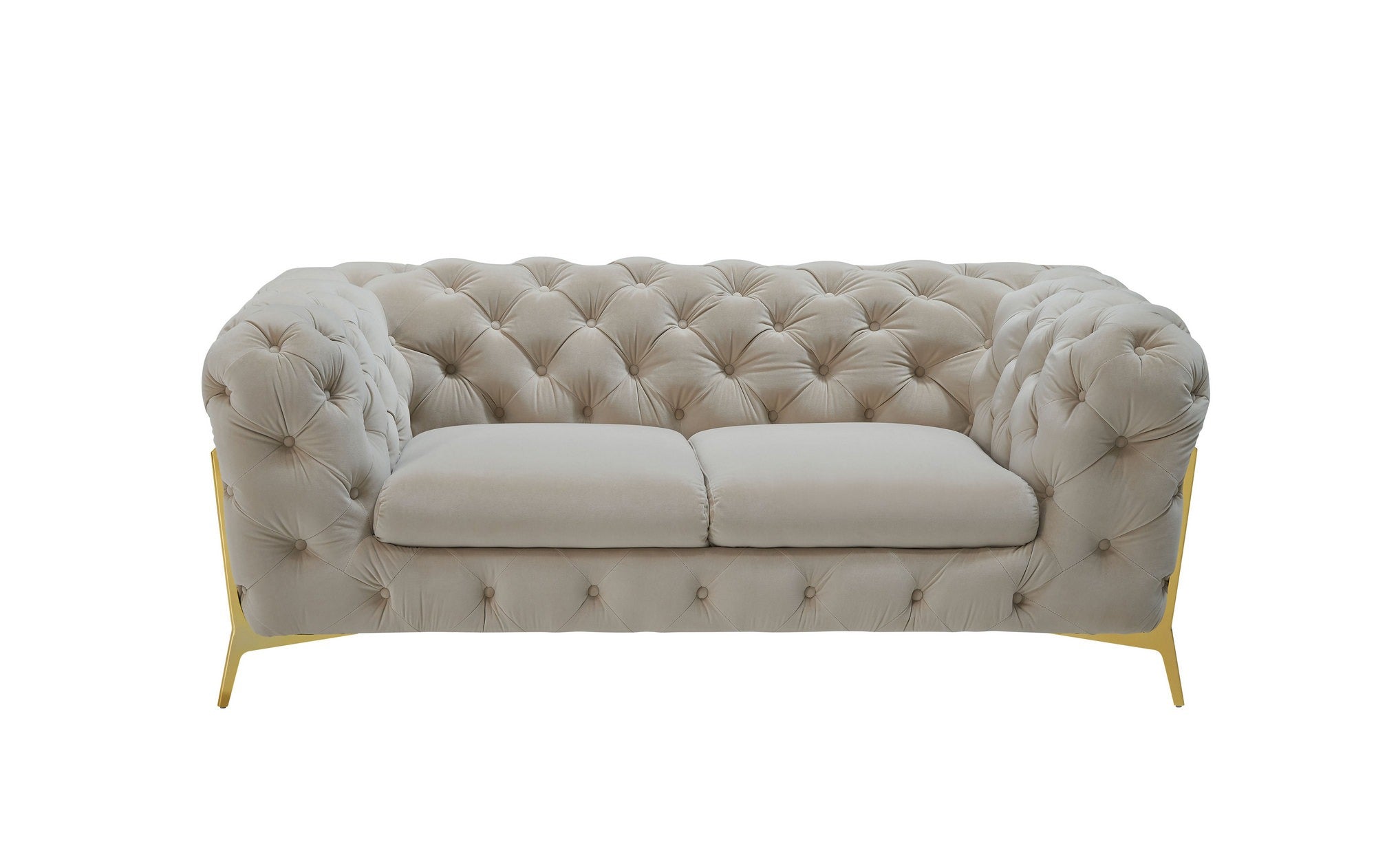 Divani Casa Quincey Transitional Beige Velvet Loveseat Model VGKNK8520-BEI-L