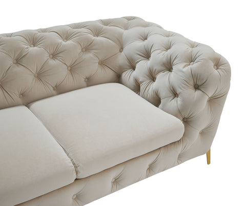 Divani Casa Quincey Transitional Beige Velvet Loveseat Model VGKNK8520-BEI-L