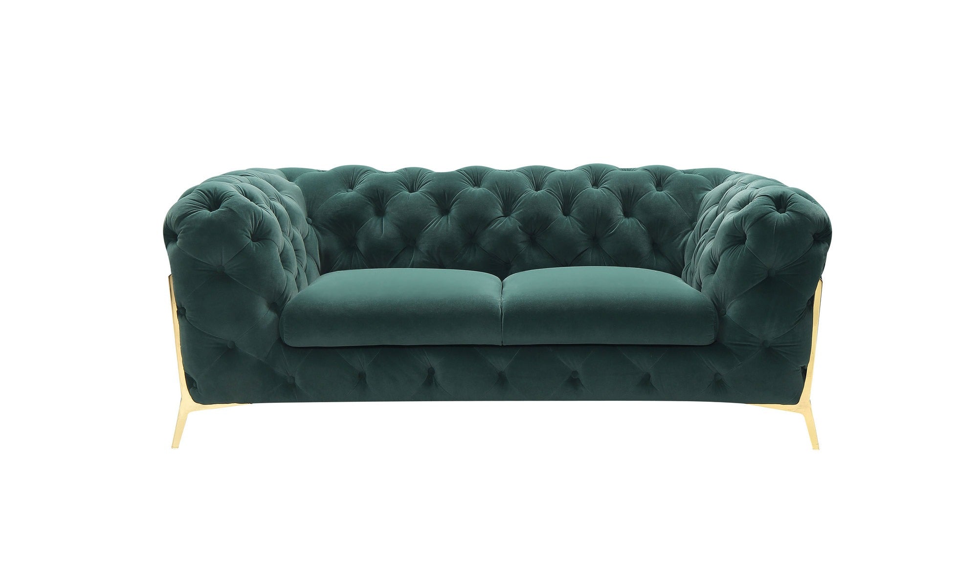 Divani Casa Quincey Transitional Emerald Green Velvet Loveseat Model VGKNK8520-GRN-L