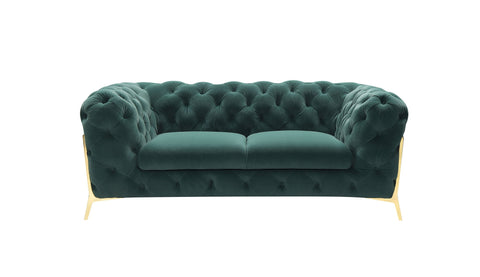 Divani Casa Quincey Transitional Emerald Green Velvet Loveseat Model VGKNK8520-GRN-L