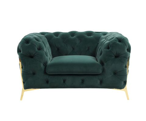 Divani Casa Quincey Transitional Emerald Green Velvet Chair Model VGKNK8520-GRN-CH