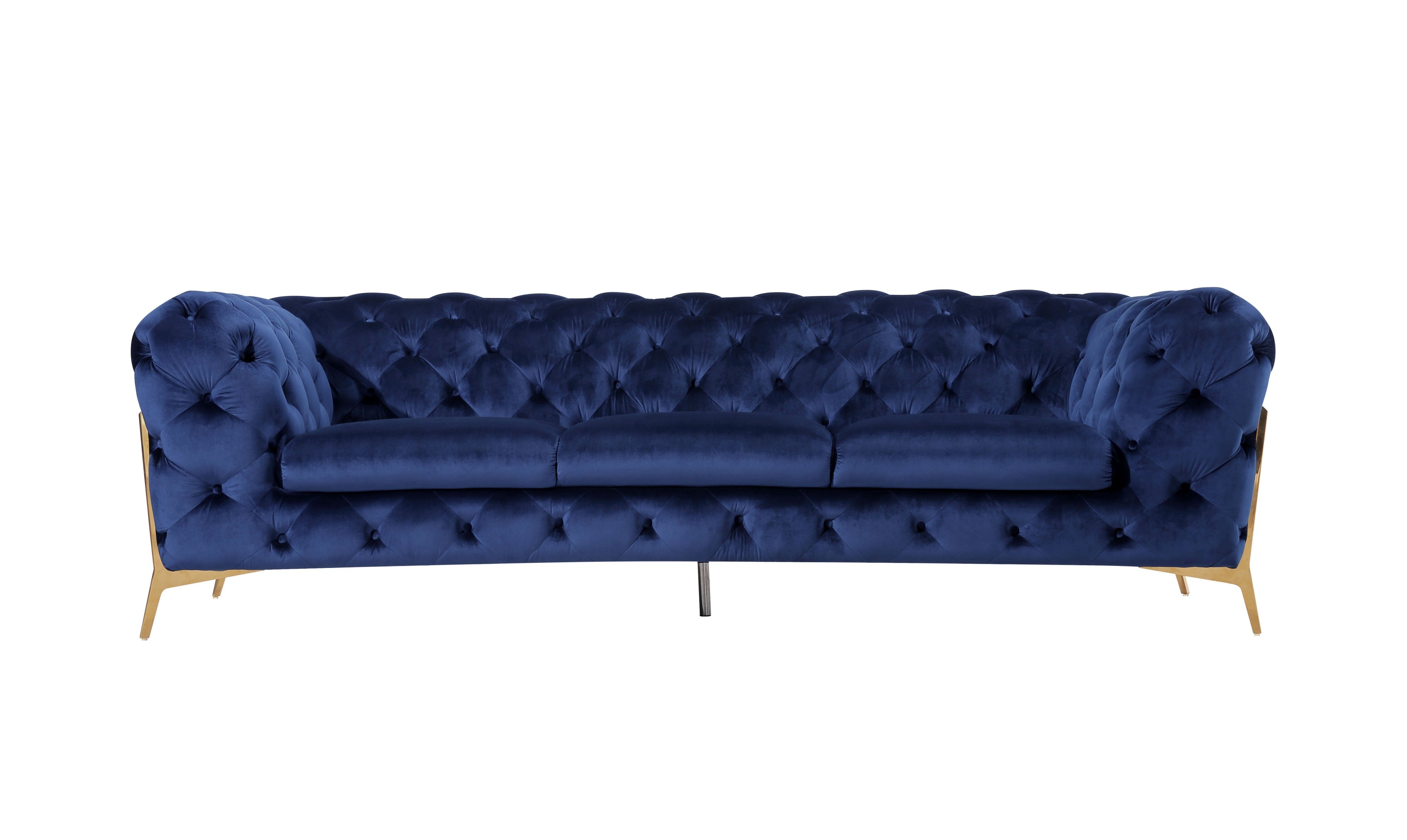 Divani Casa Quincey Transitional Blue Velvet Sofa Model VGKNK8520-BLU-S