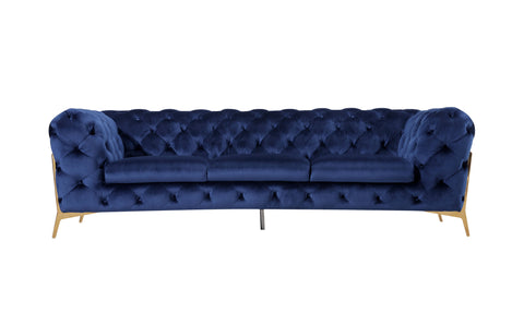 Divani Casa Quincey Transitional Blue Velvet Sofa Model VGKNK8520-BLU-S