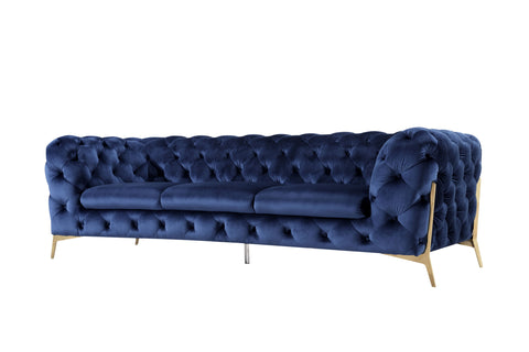 Divani Casa Quincey Transitional Blue Velvet Sofa Model VGKNK8520-BLU-S