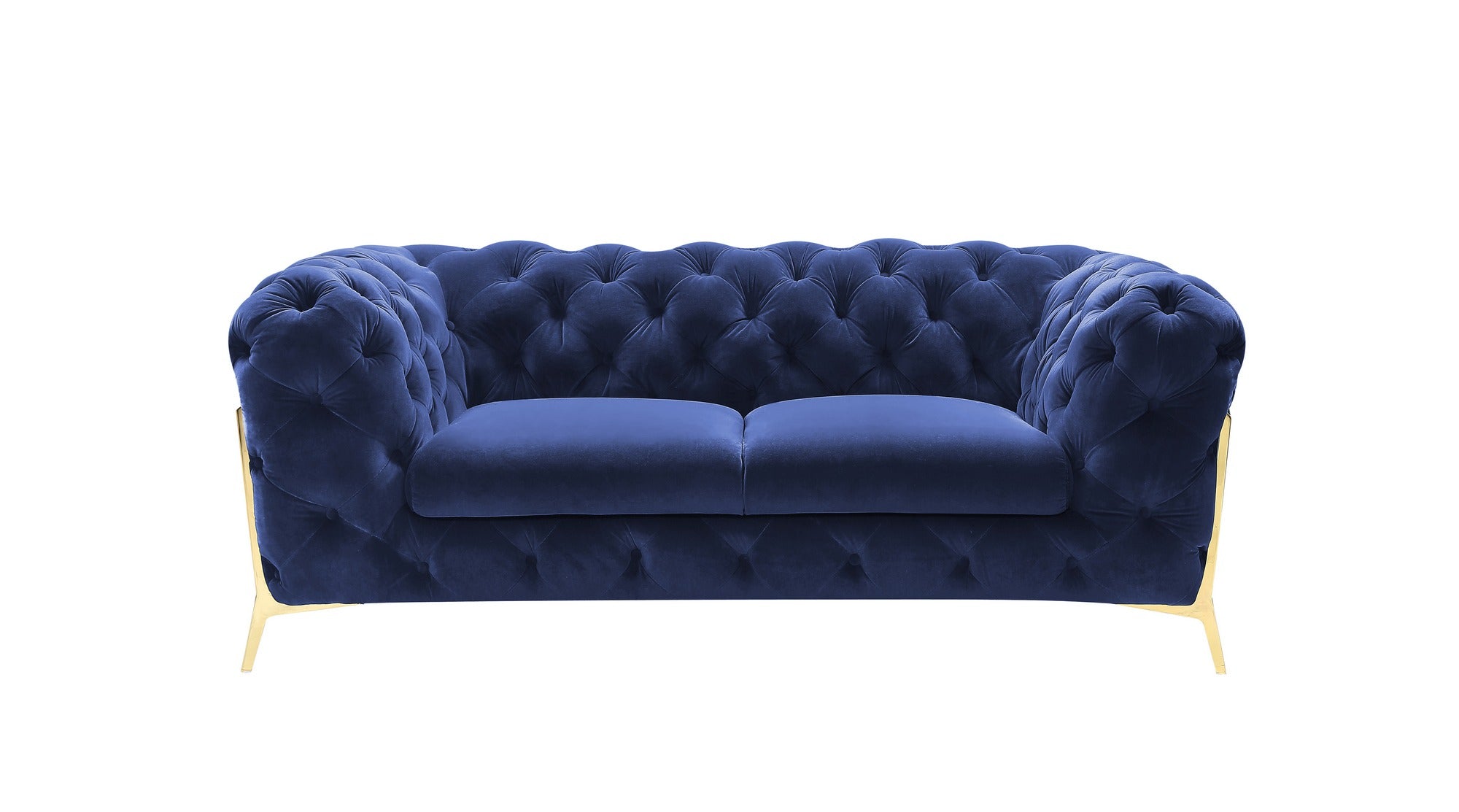 Divani Casa Quincey Transitional Blue Velvet Loveseat Model VGKNK8520-BLU-L