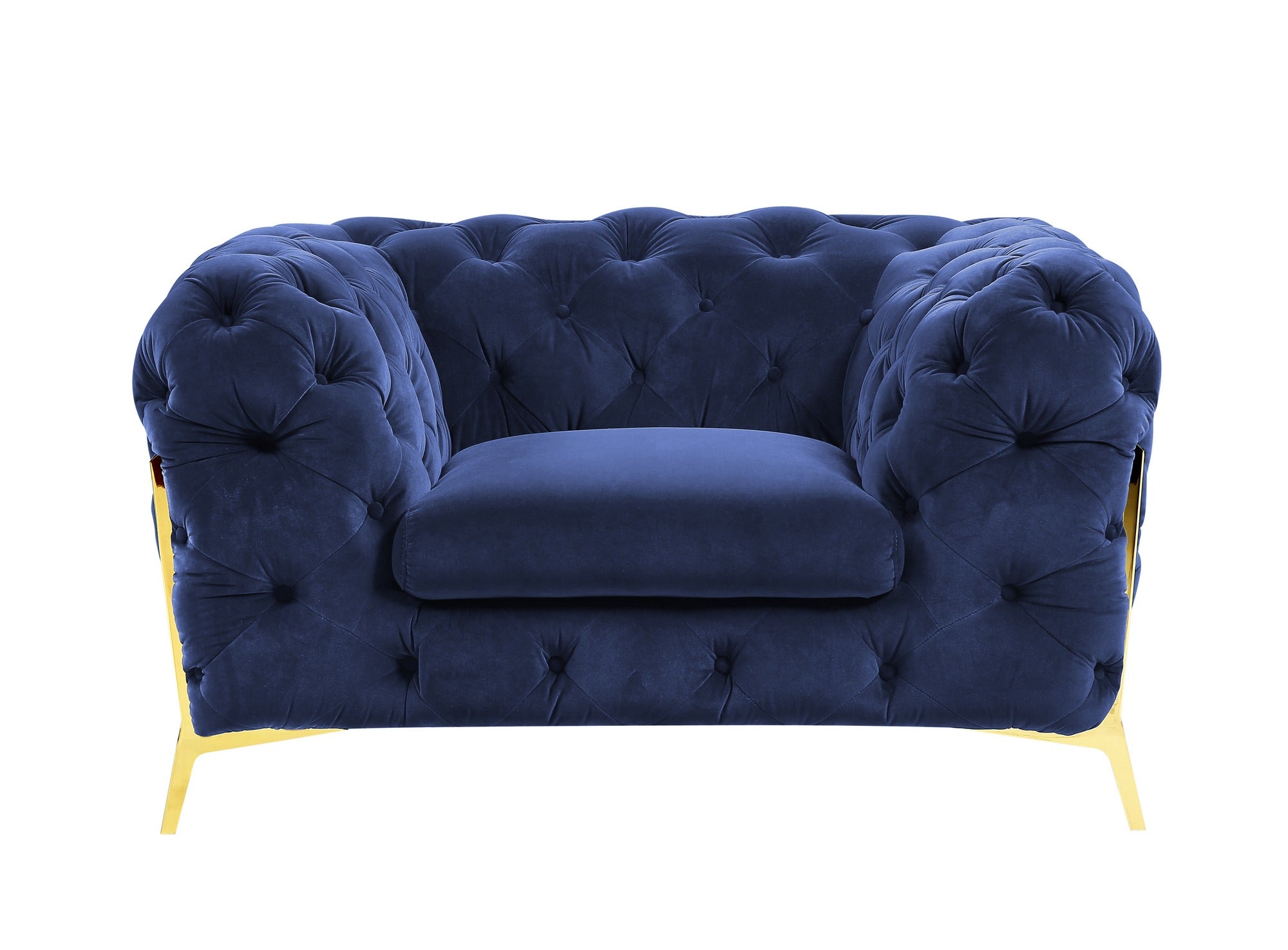 Divani Casa Quincey Transitional Blue Velvet Chair Model VGKNK8520-BLU-CH