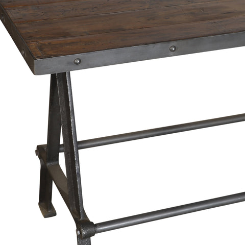 Mason Antique Brown Wax Sealed Finish and Gunmetal Base Counter Table