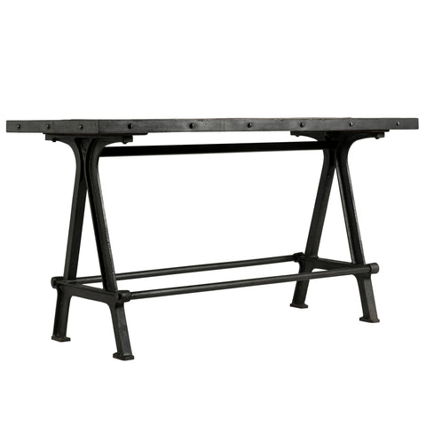 Mason Antique Brown Wax Sealed Finish and Gunmetal Base Counter Table