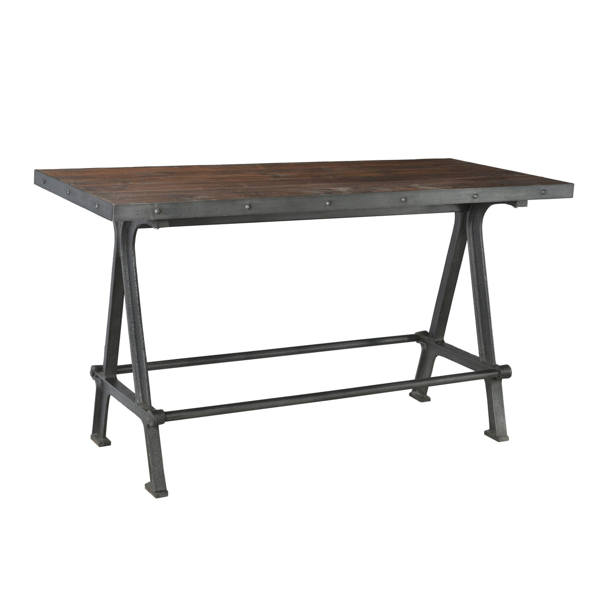 Mason Antique Brown Wax Sealed Finish and Gunmetal Base Counter Table