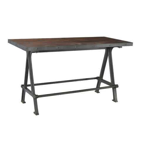 Mason Antique Brown Wax Sealed Finish and Gunmetal Base Counter Table