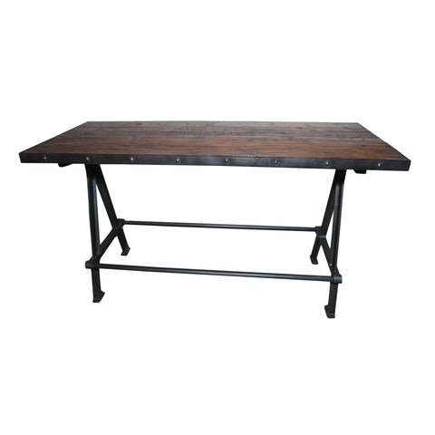 Mason Antique Brown Wax Sealed Finish and Gunmetal Base Counter Table