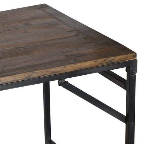Bernal Antique Brown Finish and Gunmetal Base Counter Table
