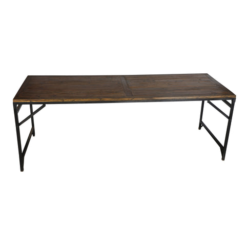 Bernal Antique Brown Finish and Gunmetal Base Counter Table