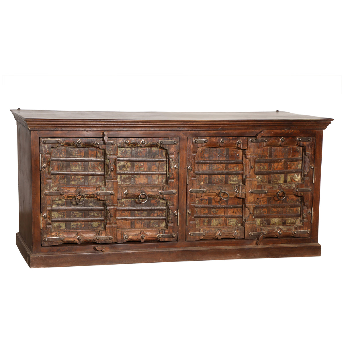 Antique Distressed Painted Sealed And Waxed Finish Door Sideboard