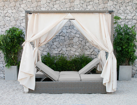 Divani Casa Marin Outdoor Beige Canopy Sunbed By VIG Furniture