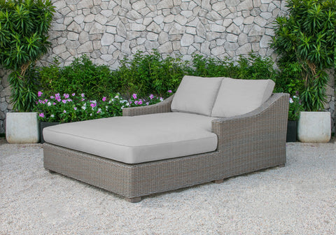 Outily Outdoor Beige Wicker Sunbed Daybed By VIG Furniture